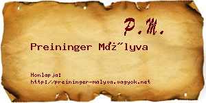 Preininger Mályva névjegykártya